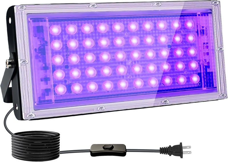 Indmird 50W Black Lights, Blacklight Flood Light with Plug and Switch,for Glow Party, Halloween, Fluorescent Poster, Stage Lighting, Body Paint - Image 1